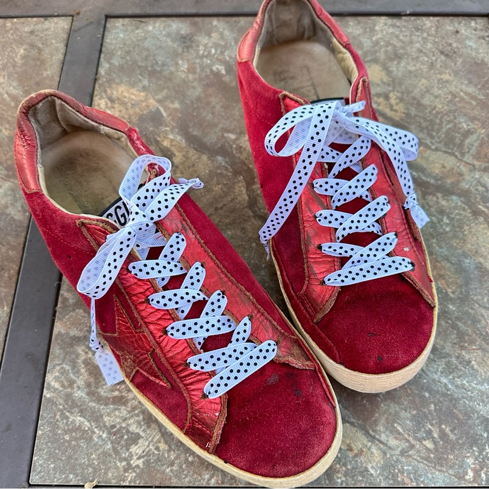 Golden Goose Superstar Red Sneakers GGDB Star Suede Shoes 41 10 Deluxe Brand